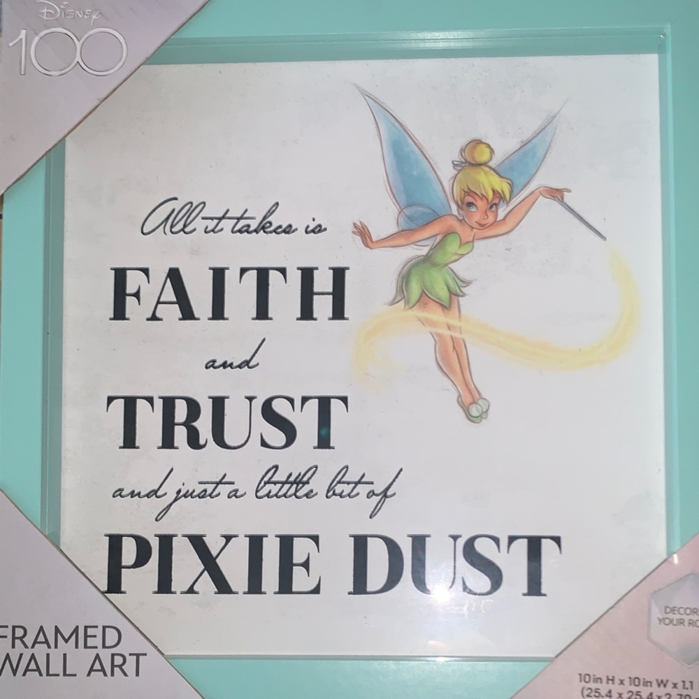 Disney Tinker Bell Wall Art - Mint, Blue, Yellow 100years collection